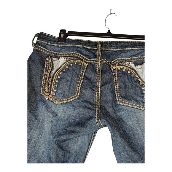 Y2K Request Express Womens Denim Bootcut Jeans 19/38 Denim Dark Wash (FLAW) - Picture 10 of 16